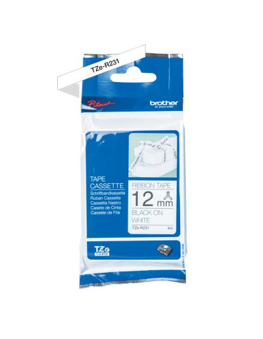 NASTRO TESSUTO 12MM NERO SU BIANCO