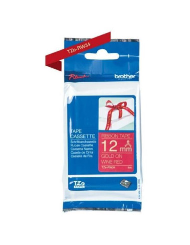 NASTRO IN TESS 12 MM ORO SU ROSSO