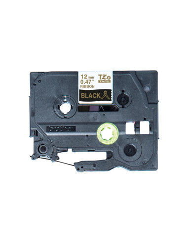 NASTRO TESSUTO ORO SU NERO  12 MM