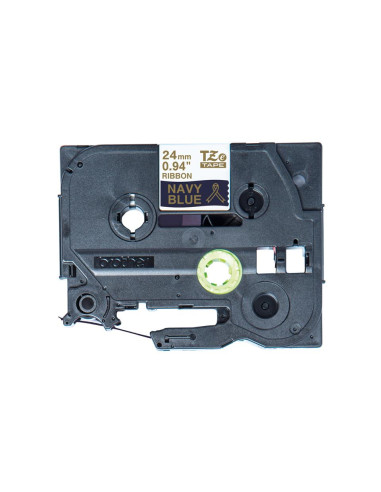 NASTRO TESSUTO ORO SU BLU 24 MM