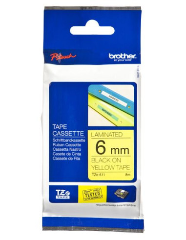 NASTRO TIPO TZ 6MM NERO GIALLO